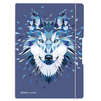 Abbildung von herlitz 50027262 Notizheft flex mit Wechselcover, A4, 2 x 40 Blatt, Motiv: Wild Animals Wolf, 1 Stück