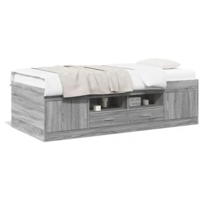 Abbildung von vidaXL Tagesbett mit Schubladen, Gästebett Stauraum Sperrholzlatten, Sofabett für Wohnzimmer Schlafzimmer, Bett, Modern, Grau Sonoma 100x200cm Holzwerkstoff