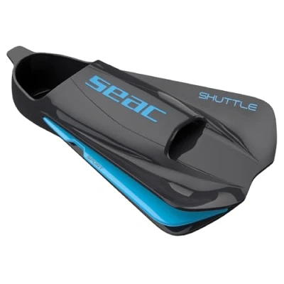 Abbildung von Seac Shuttle Schwimmflossen aus 100 % Silikon für Cardio und Krafttraining, Unisex Erwachsene, Schwarz/Hellblau Sport, 38/39