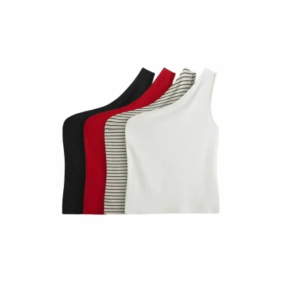 Abbildung von THE SET Top, Damen, Größe: Large, Black cream berry red ecru stripe