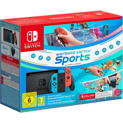 Abbildung von Nintendo Switch rot blau Sports Set inkl. Beingurt, Spiel &amp; 3 Monate Online Mitgliedschaft