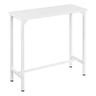 Abbildung von EUGAD Bartisch weiß, Stehtisch, Küchentisch, Bar Tisch schmal, Konsolentisch, Flurtisch, Beistelltisch hoch, für Bistro Kücheninsel, aus Holzwerkstoff Metall, 100x100x40cm 0037BAZ