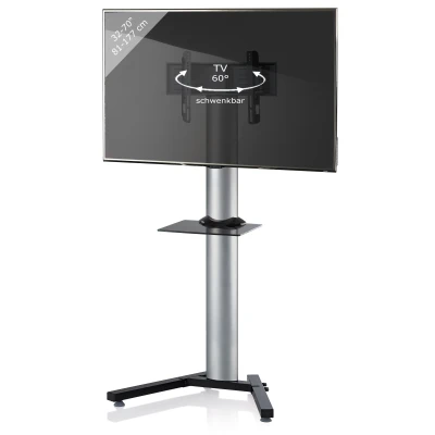 Abbildung von my media TV Standfuß Stadino Maxi Silber/Schwarzglas