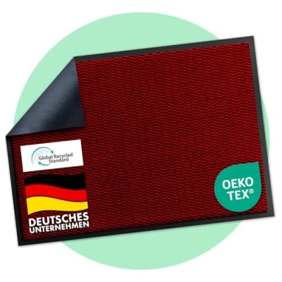Abbildung von Floordirekt Premium Fußmatte für Eingangsbereich, 60x90cm Rot, Schmutzfangmatte Innen und Außen, rutschfest &amp; waschbar, Sauberlaufmatte Flur, Teppich Haustür, SKY Novo