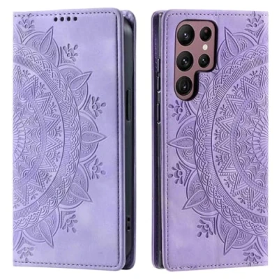 Abbildung von CoverKingz Handyhülle für Samsung Galaxy S25 Ultra Handytasche mit Kartenfach Klapp Etui Cover Handy Hülle klappbar Motiv Mandala Lila