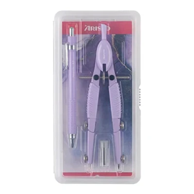 Abbildung von Aristo AR55810 Topline Mat Series Schnellverstellzirkel &amp; Druckbleistift (Kreise bis 370 mm Durchmesser, Ersatzminen, Schenkel aus Zinkdruckguss) soft lavender Studio Pen Set,