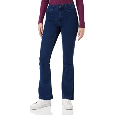 Abbildung von PIECES Damen Pcpeggy Flared Hw Jeans Db Noos Bc, Dark Blue Denim, S