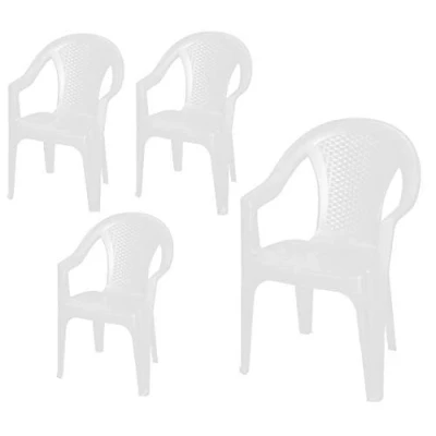 Abbildung von Spetebo Gartenstuhl Kunststoff anthrazit 4er Set (Set, 4 St), Monoblock Stuhl in Rattan Optik