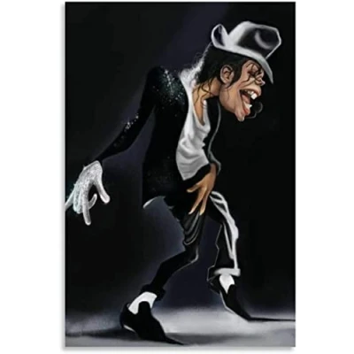 Abbildung von GPEIHANG GemäLde Auf Leinwand Karikatur von Michael Jackson Wandkunst Malerei Poster Druckt Bilder 23.6&quot;x35.4&quot;(60x90cm) Kein Rahmen