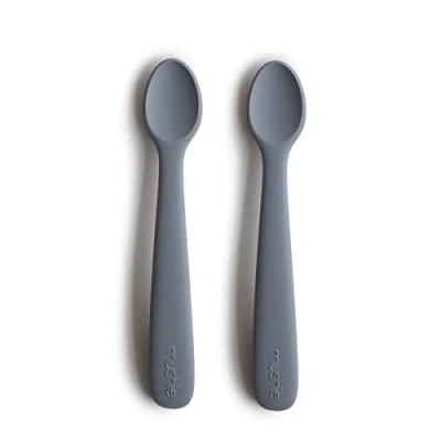 Abbildung von Mushie 2er Set Babylöffel für Kinder BPA freier Silikonlöffel Löffel Spülmaschinenfester Fütterlöffel Langlebiges Zubehör Kleinkinder Tradewinds