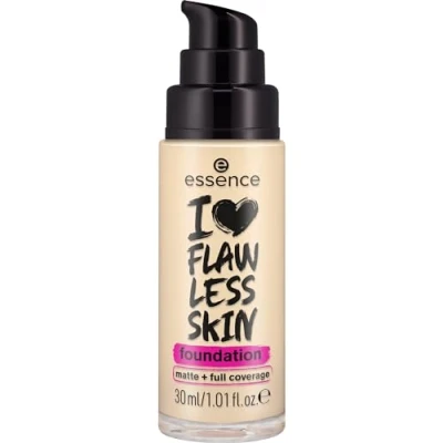 Abbildung von essence I LOVE FLAWLESS SKIN foundation, Nr. 20, langanhaltend, mattierend, sofortiges Ergebnis, matt, vegan, ölfrei, UVA und UVB Filter + SPF ohne Parfüm, 1er Pack (30ml)