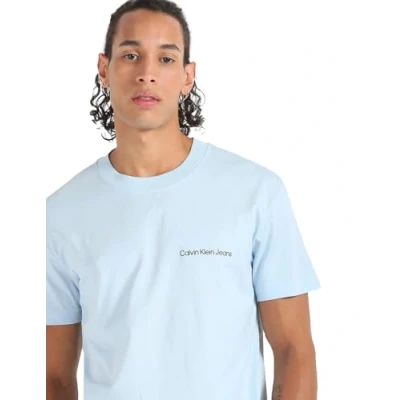 Abbildung von Calvin Klein Jeans Herren T Shirt Kurzarm Institutional Tee Rundhalsausschnitt, Blau (Keepsake Blue), XS