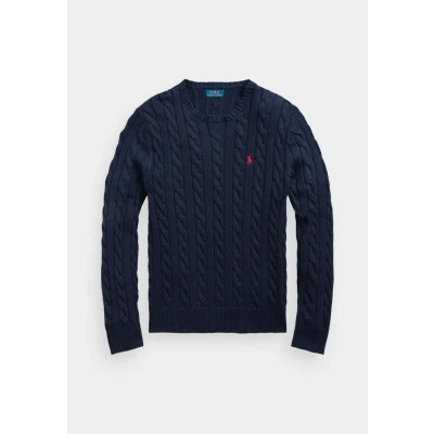 Abbildung von Polo Ralph Lauren Cable KNIT Cotton Quarter ZIP Sweater Strickpullover, Herren, Größe: XS, Hunter navy
