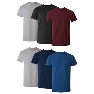 Abbildung von Hanes Herren T Shirt, feuchtigkeitsableitende Baumwolle, Rundhalsausschnitt, Taschen, 6er Pack Unterwäsche, 6 Stück, Mittel