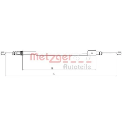 Abbildung von METZGER 10.4578 Handbremsseil hinten rechts 1545/1275 Scheibenbremse COFLE CITROËN: Xsara Schrägheck, Kombi