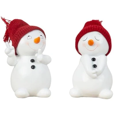 Abbildung von Geschenkestadl 2 Stück Schneemann Figuren fröhlich 15cm Weihnachten Deko Dekofigur Winterdeko Weihnachtsdekoration