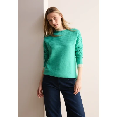 Abbildung von CECIL Damen B303094 Strukturmix Pullover, Aventurine Green, M EU