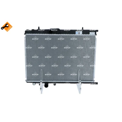 Abbildung von NRF EASY FIT 53424 Kühler, Motorkühlung Aluminium 554 376 27 mit Bohrung für Sensor, Anbauteilen Kühlrippen gelötet PEUGEOT: 206 Schrägheck