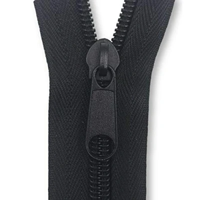 Abbildung von Slantastoffe Reißverschluss endlos Spirale 8mm Meterware mit Zipper (Schwarz, 1m+2 Schieber)