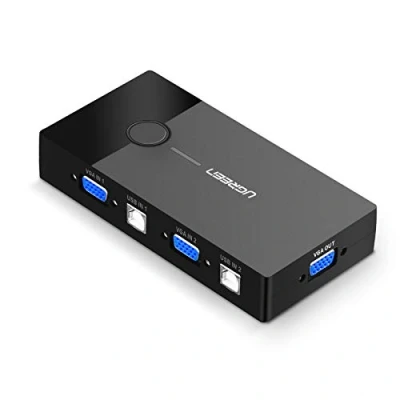 Abbildung von UGREEN KVM Switch 2 Port USB VGA Box IN 1 OUT für 2PCs Monitor, Maus, Drucker, Tastatur und Manuelle Taster Schwarz inkl. 2.0 Druckerkabel
