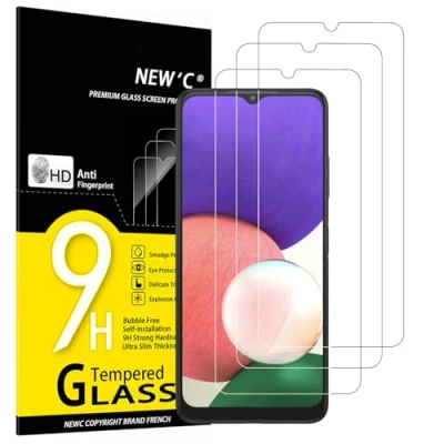 Abbildung von NEW&#039;C 3 Stück, Panzer Schutz Glas für Samsung Galaxy A22 5G (Nicht 4G), Frei von Kratzern, 9H Härte, HD Displayschutzfolie, 0.33mm Ultra klar, Ultrabeständig