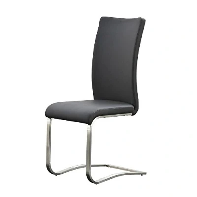 Abbildung von Robas Lund Esszimmerstuhl 2 er Set Grau, Stuhl belastbar bis 130 kg, mit Kunstlederbezug, Gestell Edelstahl