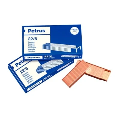 Abbildung von Petrus 55781 Pack 1000 Heftklammern 22/6, 6 mm