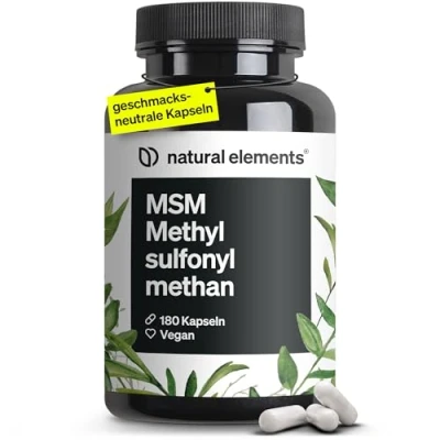 Abbildung von MSM Kapseln 180 vegane Laborgeprüfte 1600mg Methylsulfonylmethan (MSM) Pulver pro Tagesdosis Ohne Magnesiumstearat, hochdosiert und in Deutschland produziert 165 St