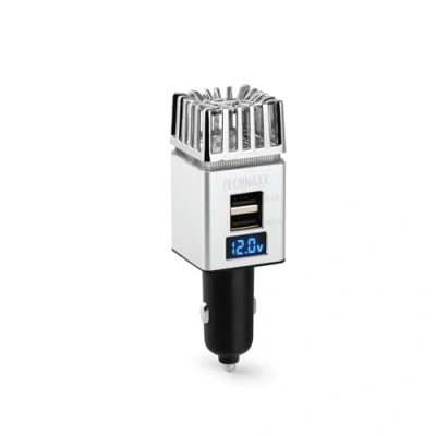 Abbildung von Technaxx Auto Luftreiniger 12/24V 2xUSB, TX 130 in silber Erfrischen und reinigen Sie die Luft Ihrem &amp; entfernen Zigarettenrauch, Smog, Dämpfe, Gerüche aus dem