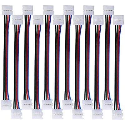 Abbildung von QitinDasen 12Pcs Professionell 4 Polig LED Lichtstreifen Schnellverbinder, 10mm Nicht Wasserfest Eckverbinder, 5050 RGB Lötfrei Steckverbinder