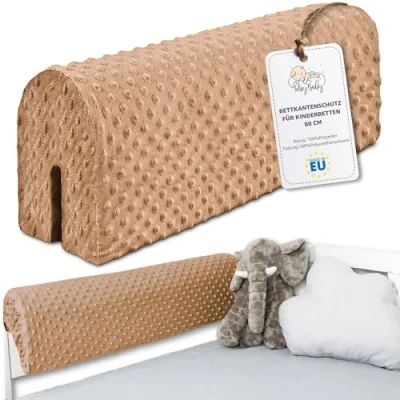 Abbildung von Bettkantenschutz für Kinderbetten 80 cm Schutz Bettrahmen Baby Bett rausfallschutz boxspringbett bettgitter mit Bezug Kantenschutz Kinder Babybett Beige