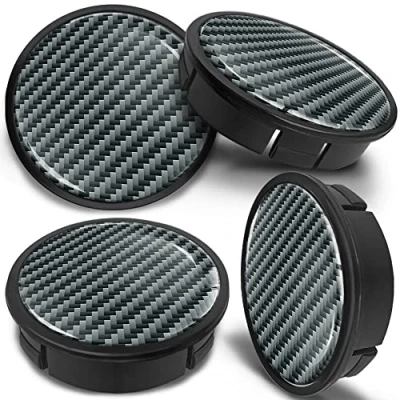Abbildung von SkinoEu 4 x 60mm Universal Schwarz Silber Kohlenstoff Alufelgen Nabenkappen Felgen Kappen Felgendeckel Radkappen Radnabendeckel Nabendeckel Felgenkappen CX 12
