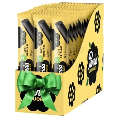 Abbildung von Panda® Natürliche weiche Original Lakritz Riegel Reine Panda Süßigkeiten aus nur vier natürlichen Zutaten Vegan &amp; fettfrei 32 g x 36