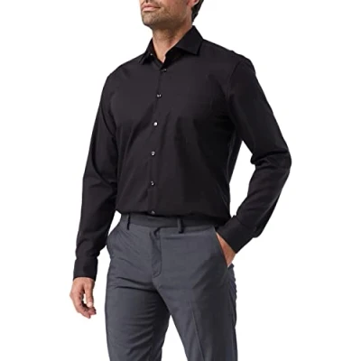 Abbildung von Seidensticker Herren Business Hemd Regular Fit Bügelfrei Kent Kragen Langarm 100% Baumwolle
