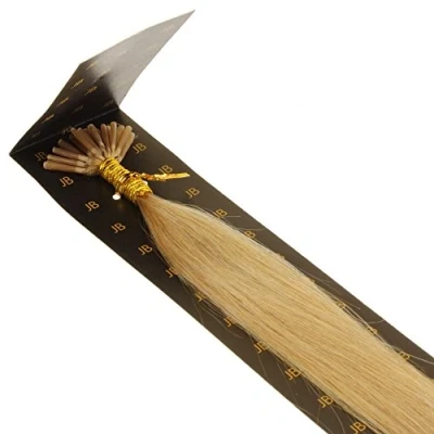 Abbildung von hair2heart 200 x Microring I Tip Extensions aus Echthaar, 50cm, 1g Strähnen, glatt Farbe 18 haselnussblond