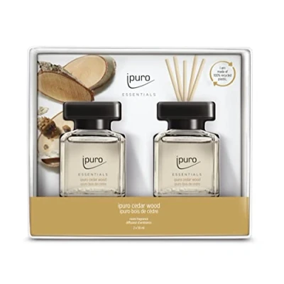 Abbildung von IPURO Raumduft Cedar Wood, 2x 50 ml, Glasflakon mit Rattan Holzstäbchen