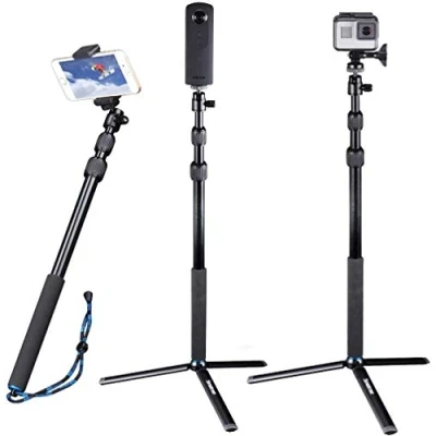 Abbildung von Smatree Selfie Stick mit Stativ kompatibel für Gopro Max/G pro 10/9/8,kompatibel 13/12/11/10/9/8/7/6/5/Session/Fusion,kompatibel DJI OSMO Action/Kompaktkameras (1/4&quot; Gewinde) und Handys