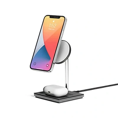 Abbildung von Native Union Snap 2 in 1 Magnetic Wireless Charger Ladestation für iPhone 16/16 Plus/ 16 Pro/ Pro Max mit kabellosem Pad AirPods (Pro/Pro 2) Einstellbarer Winkel &amp; diskrete LED Anzeigen