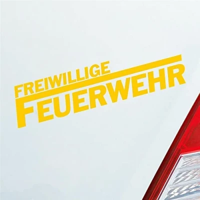 Abbildung von Auto Aufkleber Freiwillige Feuerwehr langes F Leben 19,5x4,5 cm Gelb Sticker Heckscheibenaufkleber