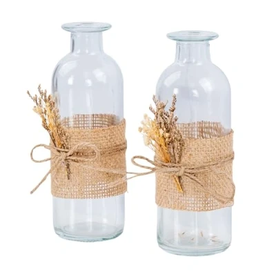 Abbildung von Levandeo® Dekovase, 2er Set Vase H17cm Glas Blumenvase Natur Trockenblume Boho Tischdeko