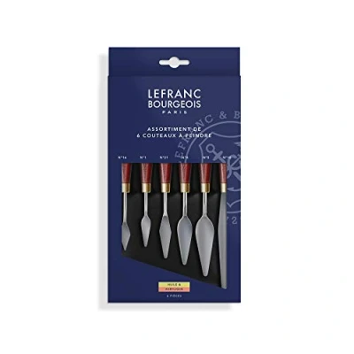 Abbildung von Lefranc Bourgeois 365027 Malmesser mit elastischer Metallklinge, rostfrei, lackiertem Holzgriff für Acrylfarben oder Ölfarben Set gemischt 6 Stück