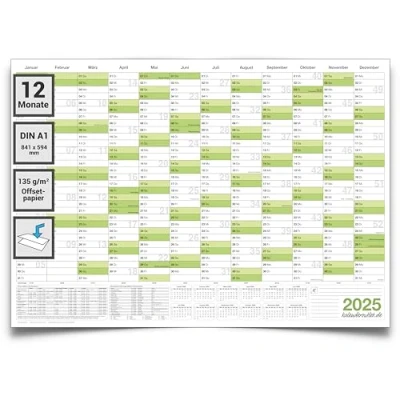 Abbildung von Kalenderoutlet DIN A1 Wandkalender 2025 Jahresplaner gefaltet (84,0 x 59,4 cm), ideal für Büro &amp; Homeoffice, übersichtlicher Kalender auf Deutsch, perfekter Planer das Jahr