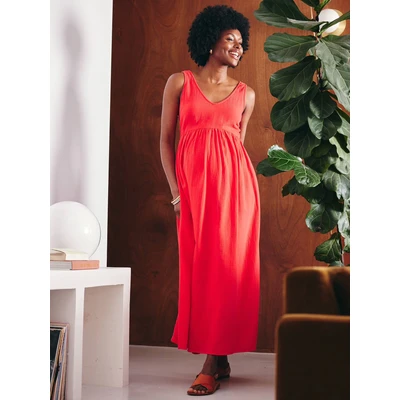 Abbildung von vertbaudet Maxikleid Langes Umstandskleid Aus Musselin