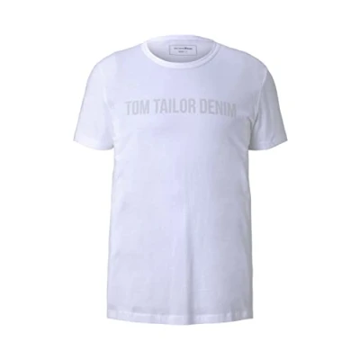Abbildung von TOM TAILOR Denim Herren T shirt mit Logo Print 1026926, 20000 White, M