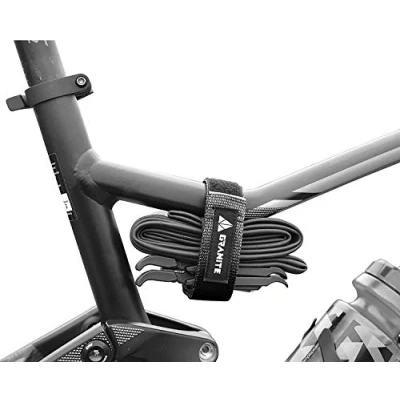 Abbildung von Granite Rockband MTB Rahmen Trägergurt für Schläuche und Fahrradwerkzeug Set, Fahrrad Aufbewahrungslösung zum Anbringen von zusätzlicher Ausrüstung an Ihrem Mountainbike BMX Bike (Schwarz)