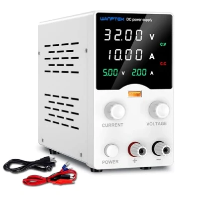 Abbildung von WANPTEK POWER Labornetzteil 30V 10A Labornetzgerät mit 4 Stelliger LED Anzeige Einstellbares Schaltnetzteil Geberknopf DC Regelbar Netzgerät USB Schnellladung