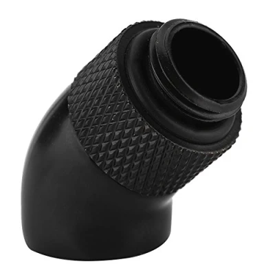 Abbildung von Richer R G1 / 4 Zoll Gewinde Adapter, Messing 45 Grad Drehadapter Biegewinkel Rotary Fitting Adapter für CPU Wasserkühlung Kühlkörper Schwarz