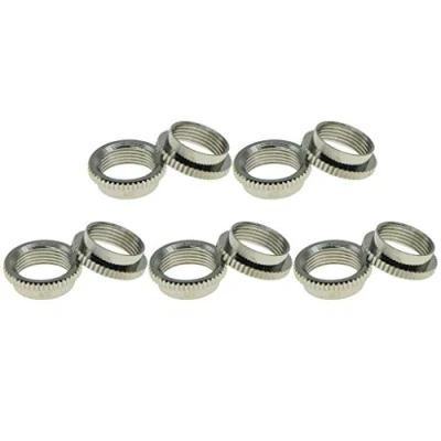 Abbildung von Kaish 10 Stück US Feingerändelte tiefe Mutter für Switchcraft auf einigen Gibson Gitarren Nickel/Schwarz/Gold nickel