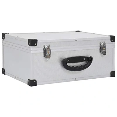 Abbildung von vidaXL CD Koffer für 60 CDs mit 2 Schlüsseln DJ Case Box Alukoffer Aufbewahrungsbox Transportbox Sortimentskoffer Aluminium ABS Silbern DVD