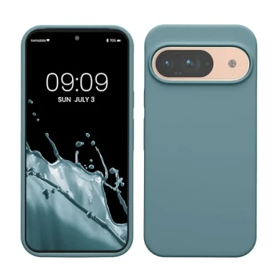 Abbildung von kwmobile Hülle kompatibel mit Google Pixel 9 / Pro Silikon Handy Case Handyhülle weiche Oberfläche kabelloses Laden Antique Stone